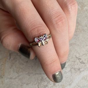 Purple Glitter Butterfly 90’s Ring